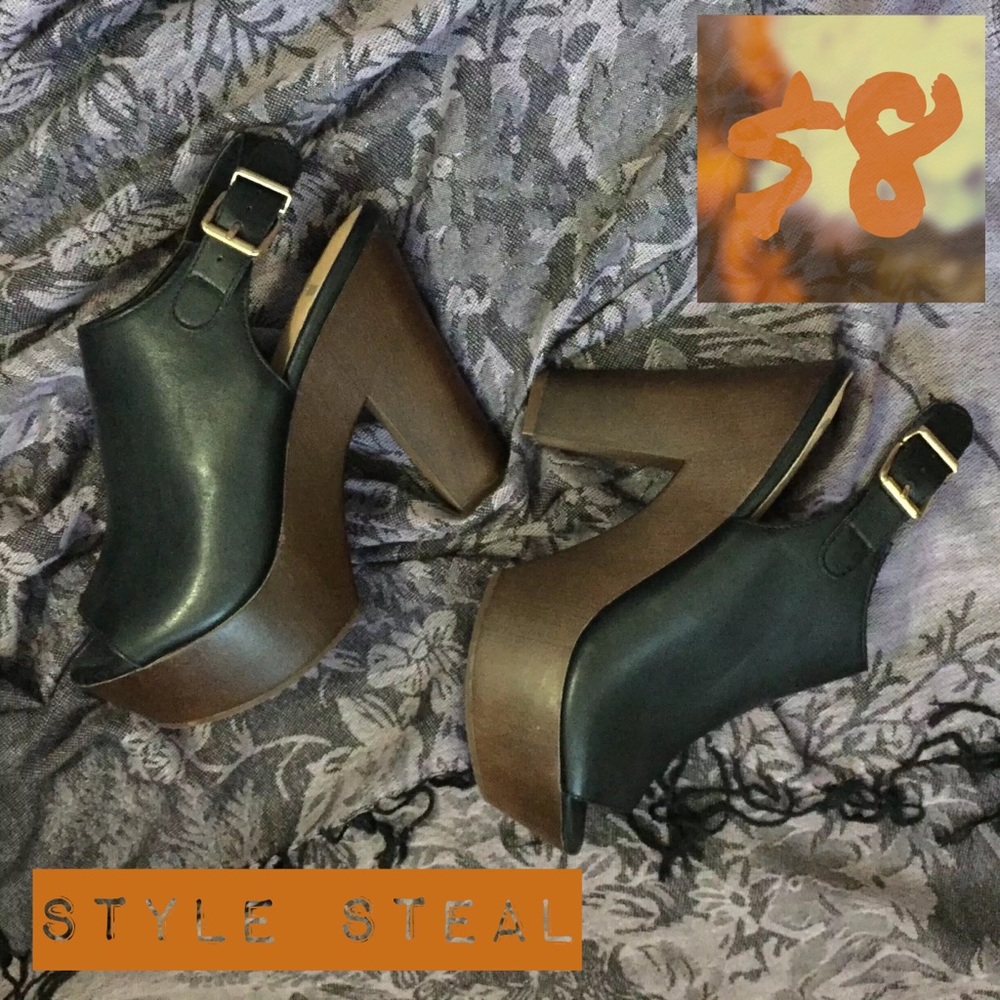 🧡 Black platform wedges